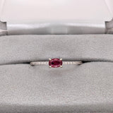 Dainty East West Ruby Ring with Diamond Accents