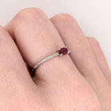 Dainty East West Ruby Ring with Diamond Accents