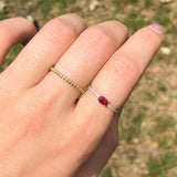 Dainty East West Ruby Ring with Diamond Accents