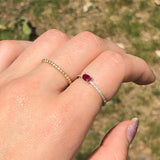 Dainty East West Ruby Ring with Diamond Accents