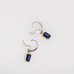 Blue Sapphire Dangle Earrings w Earth Mined Diamonds in Solid 14K Gold EM 7x5mm