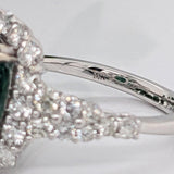 3ct Dazzling Emerald Ring w Earth Mined Diamonds in Solid 14k White Gold | Oval 11x9mm | Statement Ring | May Birthstone