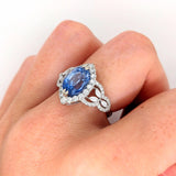 3.64ct Statement Ceylon Sapphire and Diamond Accents Ring