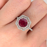 Naina 14K White Gold Madagascar Ruby Diamond Ring | Round 10mm