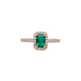Naksha Colombian Emerald 14K Yellow Gold 6x4mm Emerald Diamond Ring