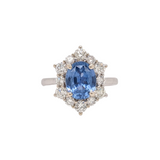 2.4ct Blue Sapphire Ring with Diamond Halo