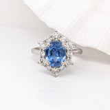 2.4ct Blue Sapphire Ring with Diamond Halo