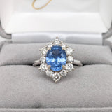 2.4ct Blue Sapphire Ring with Diamond Halo