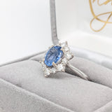 2.4ct Blue Sapphire Ring with Diamond Halo