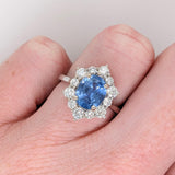 2.4ct Blue Sapphire Ring with Diamond Halo
