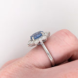 2.4ct Blue Sapphire Ring with Diamond Halo