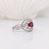 Celtic Inspired East West Ruby and Diamond Ring