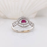 Celtic Inspired East West Ruby and Diamond Ring