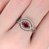 Celtic Inspired East West Ruby and Diamond Ring