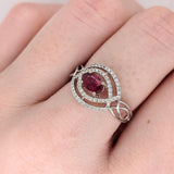 Celtic Inspired East West Ruby and Diamond Ring