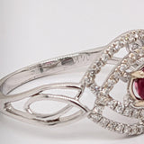 Celtic Inspired East West Ruby and Diamond Ring