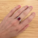 Madagascar Ruby Ring w Earth Mined Diamond Accents in Solid 14K Gold | Oval 10x8mm