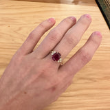 Madagascar Ruby Ring w Earth Mined Diamond Accents in Solid 14K Gold | Oval 10x8mm