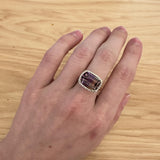 6.38ct Ametrine Ring w Earth Mined Diamonds in Solid 14K Gold | Cushion 14x10mm