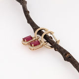 Ruby Dangle Earrings w Diamond Accents