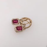 Ruby Dangle Earrings w Diamond Accents