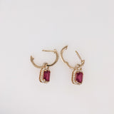 Ruby Dangle Earrings w Diamond Accents