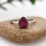 3.5ct Solitaire Pear Ruby Ring