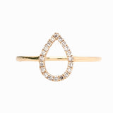 All Natural Earth Mined Diamond Cut Out Ring in Solid 14k Yellow Gold | Teardrop Ring