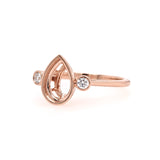 Three Stone Bezel Set Ring Semi Mount w Diamond Accents