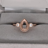 Three Stone Bezel Set Ring Semi Mount w Diamond Accents