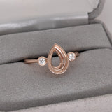 Three Stone Bezel Set Ring Semi Mount w Diamond Accents