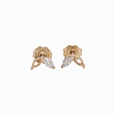 Earring Setting w Earth Mined Diamonds in Solid 14K Gold | Marquise Shape
