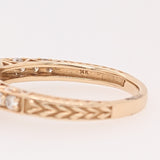 Vintage Inspired Blue Diamond Ring in Solid 14K Yellow Gold | Round 6mm | Textured Shank