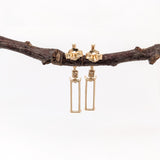 Earring Semi Mount w Natural Diamonds in Solid 14K Yellow Gold EM 14x4mm