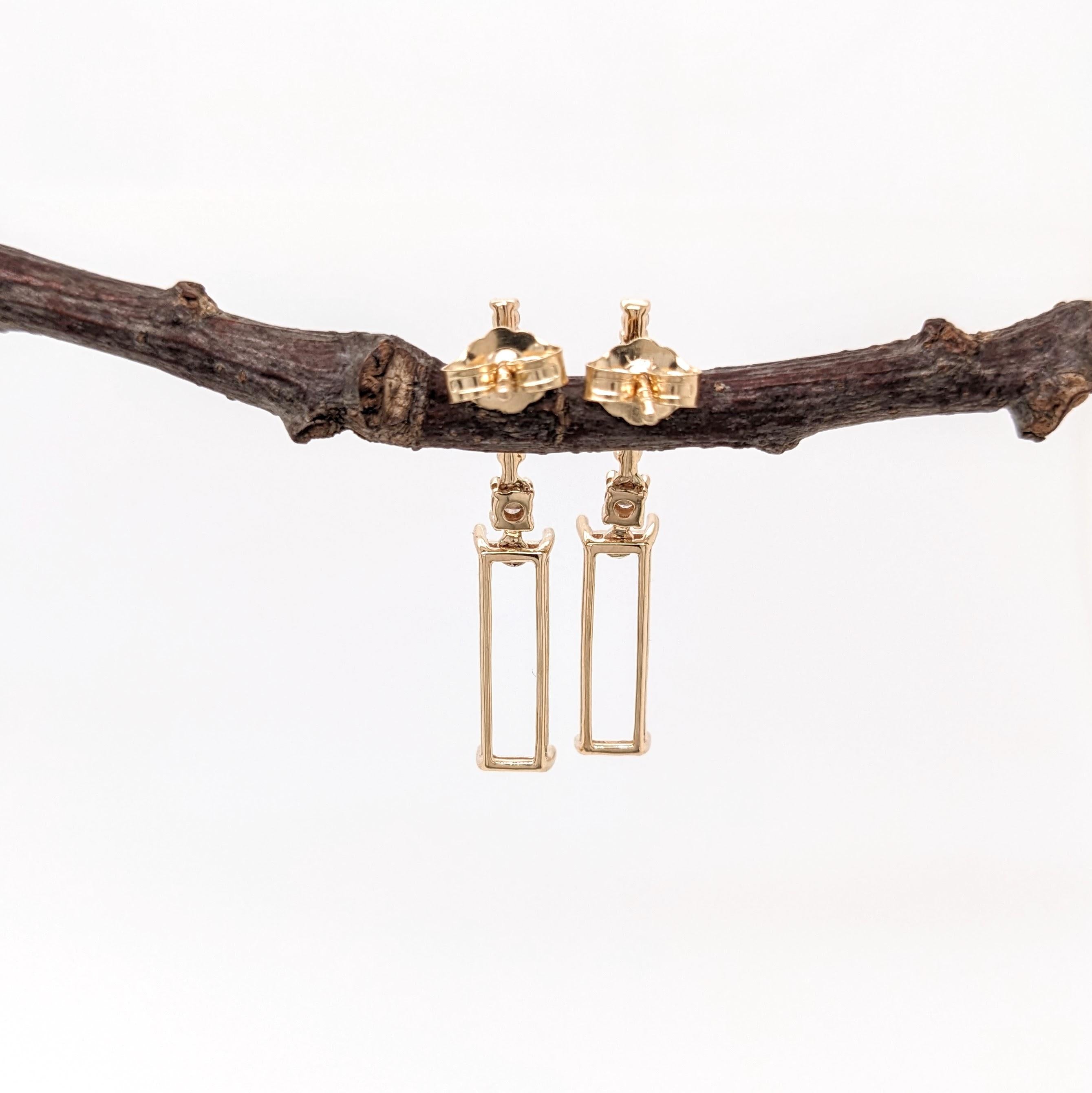 Earring Semi Mount w Natural Diamonds in Solid 14K Yellow Gold EM 14x4mm