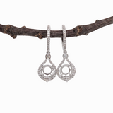Dangle Earring Setting w Earth Mined Diamonds in Solid 14K Gold | Round