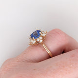 2.3ct Snowflake Tanzanite Ring w Earth Mined Diamonds in Solid 14k Yellow Gold | Round 8.3mm | Snowflake Inspired | December Birthstone