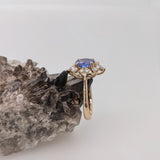 2.3ct Snowflake Tanzanite Ring w Earth Mined Diamonds in Solid 14k Yellow Gold | Round 8.3mm | Snowflake Inspired | December Birthstone