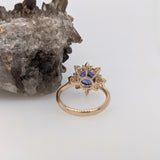 2.3ct Snowflake Tanzanite Ring w Earth Mined Diamonds in Solid 14k Yellow Gold | Round 8.3mm | Snowflake Inspired | December Birthstone