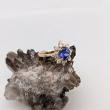 2.3ct Snowflake Tanzanite Ring w Earth Mined Diamonds in Solid 14k Yellow Gold | Round 8.3mm | Snowflake Inspired | December Birthstone