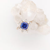 2.3ct Snowflake Tanzanite Ring w Earth Mined Diamonds in Solid 14k Yellow Gold | Round 8.3mm | Snowflake Inspired | December Birthstone
