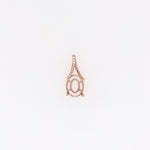 Oval Cabochon Pendant Semi Mount w Earth Mined Diamonds in Solid 14K Gold