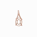 Oval Cabochon Pendant Semi Mount w Earth Mined Diamonds in Solid 14K Gold