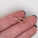 Oval Cabochon Pendant Semi Mount w Earth Mined Diamonds in Solid 14K Gold