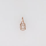 Oval Cabochon Pendant Semi Mount w Earth Mined Diamonds in Solid 14K Gold