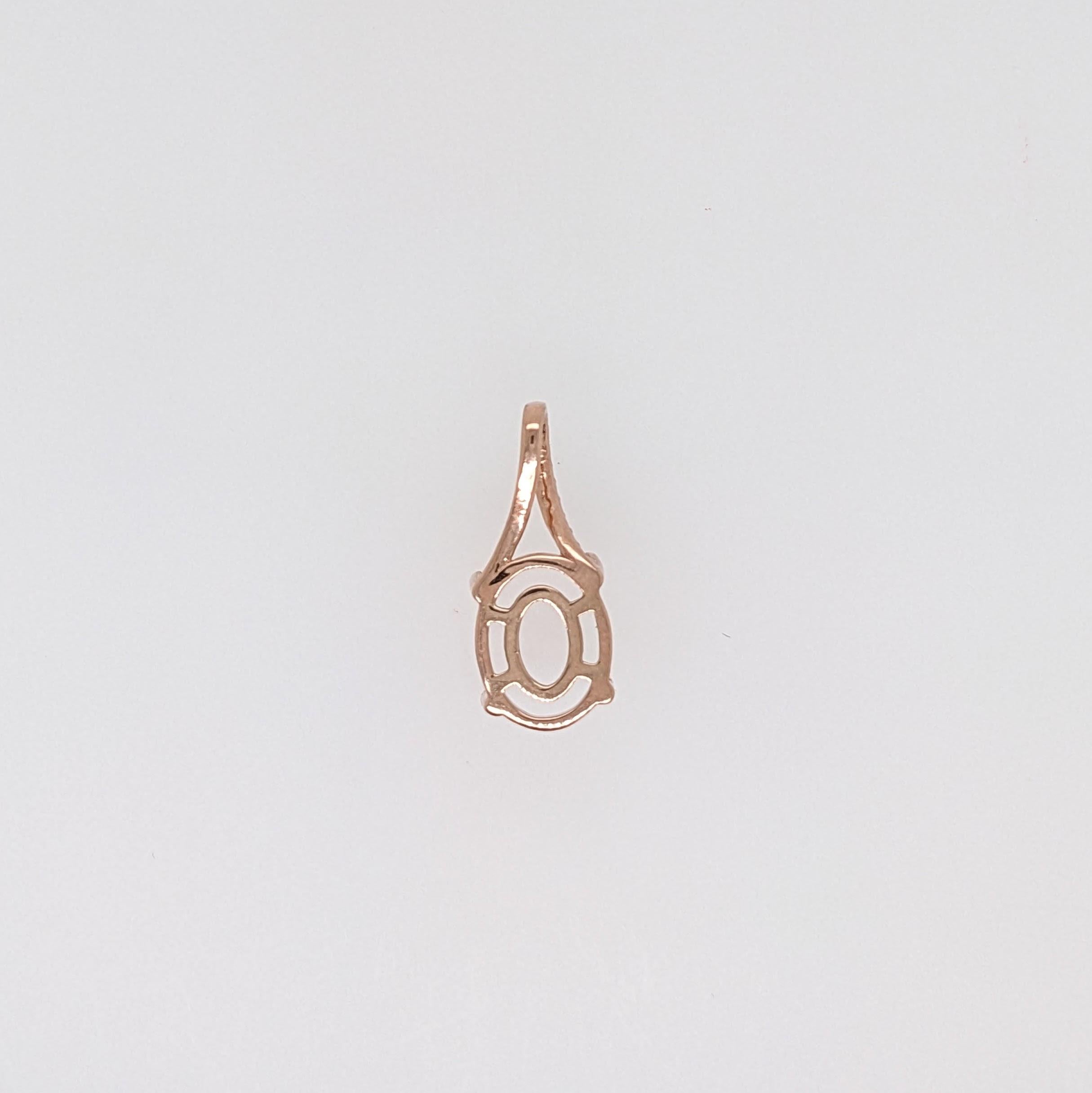 Oval Cabochon Pendant Semi Mount w Earth Mined Diamonds in Solid 14K Gold