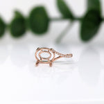 Oval Cabochon Pendant Semi Mount w Earth Mined Diamonds in Solid 14K Gold