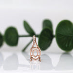 Oval Cabochon Pendant Semi Mount w Earth Mined Diamonds in Solid 14K Gold