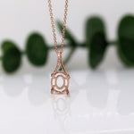 Oval Cabochon Pendant Semi Mount w Earth Mined Diamonds in Solid 14K Gold