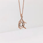 Oval Cabochon Pendant Semi Mount w Earth Mined Diamonds in Solid 14K Gold